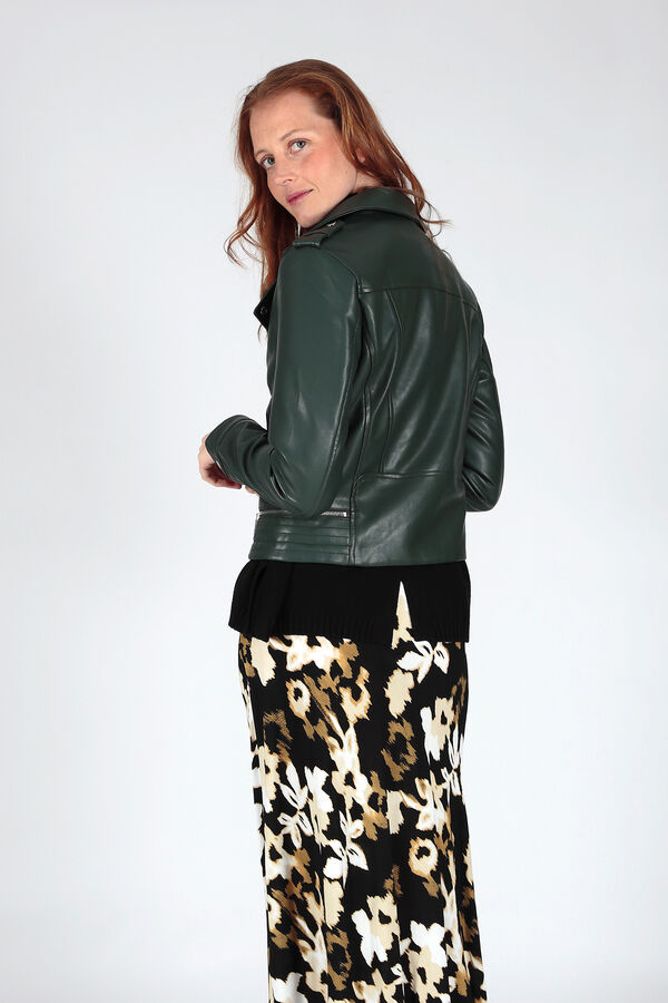 Springfield Faux leather jacket with lapels dark green