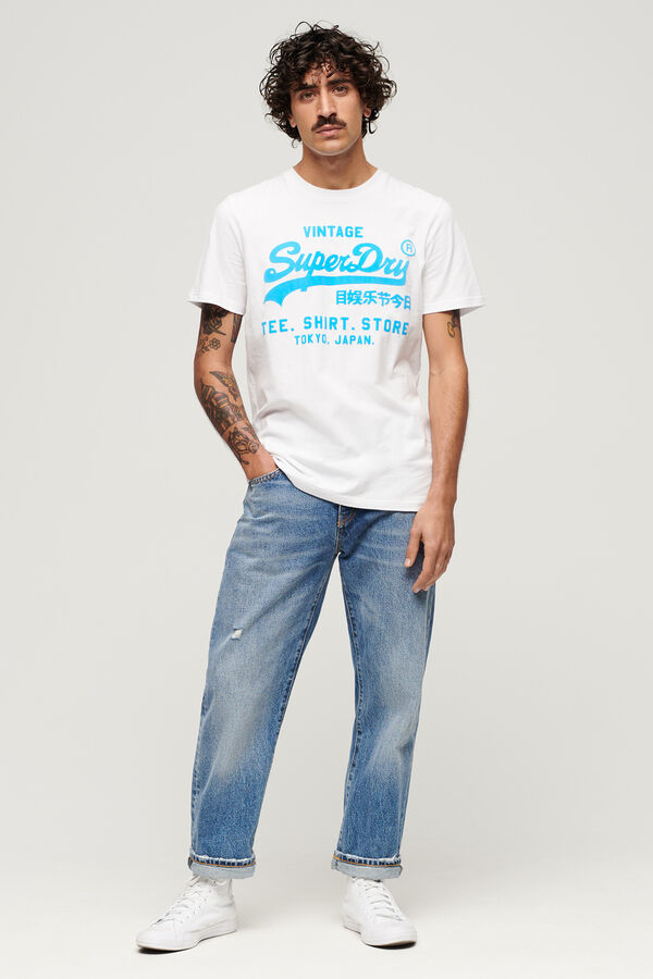 Springfield T-Shirt Neon mit Vintage-Logo blanco