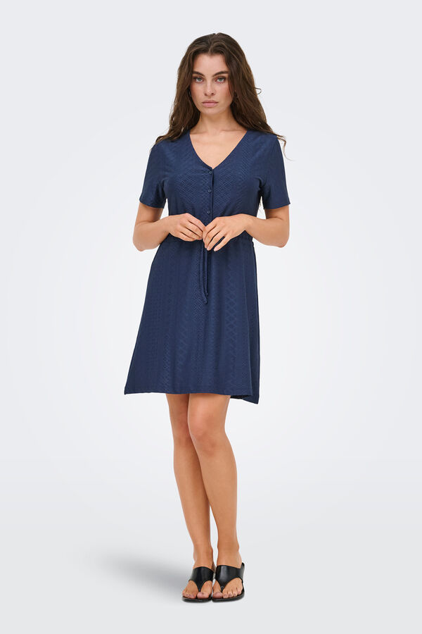 JDY Embroidered short dress blue