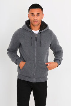 Springfield Faux shearling hooded sweatshirt gray