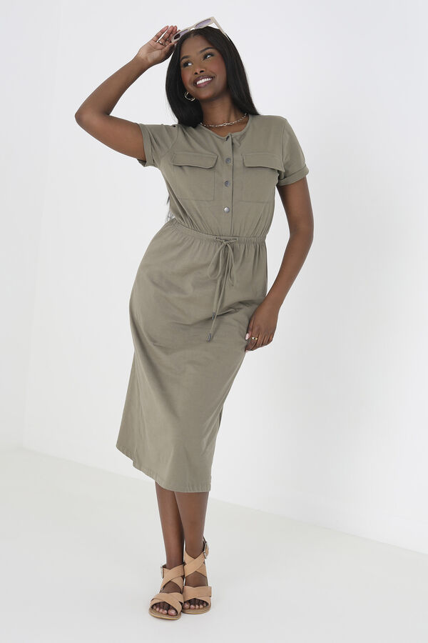 Springfield Dress with short sleeves and belt grey