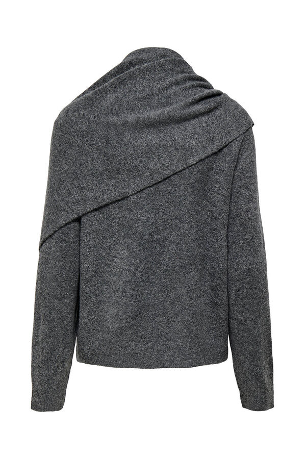 JDY Pullover mit Halstuch Grau