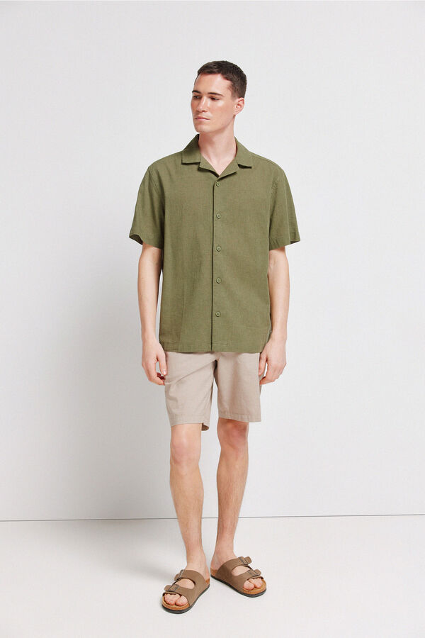 Springfield Linen short sleeve shirt beige