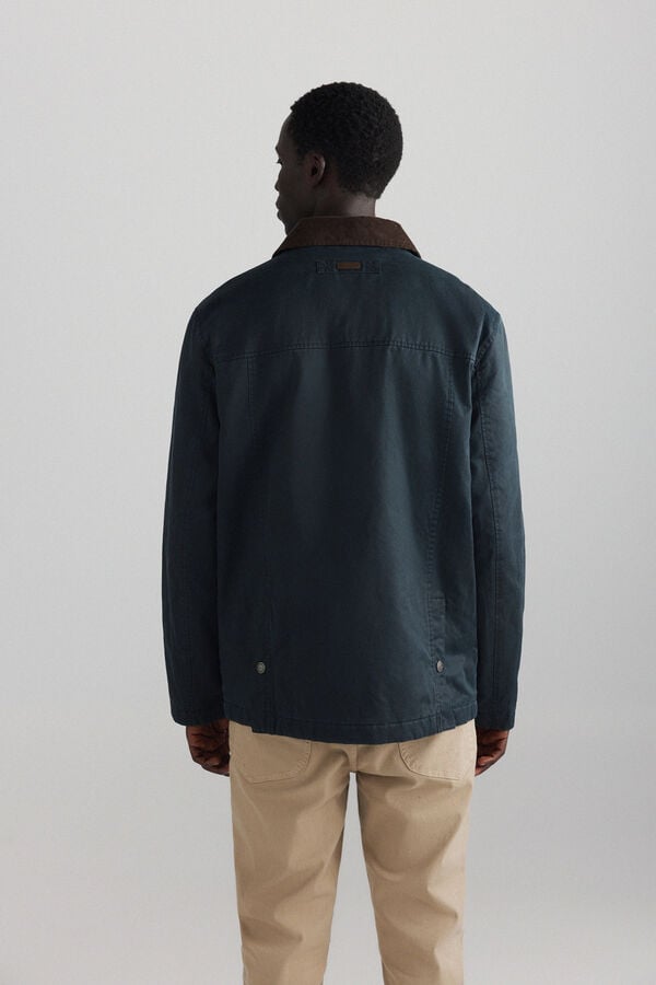 Springfield Parka curta gola de bombazina azul