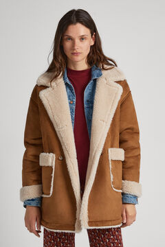 Springfield Suede coat with faux shearling  tan
