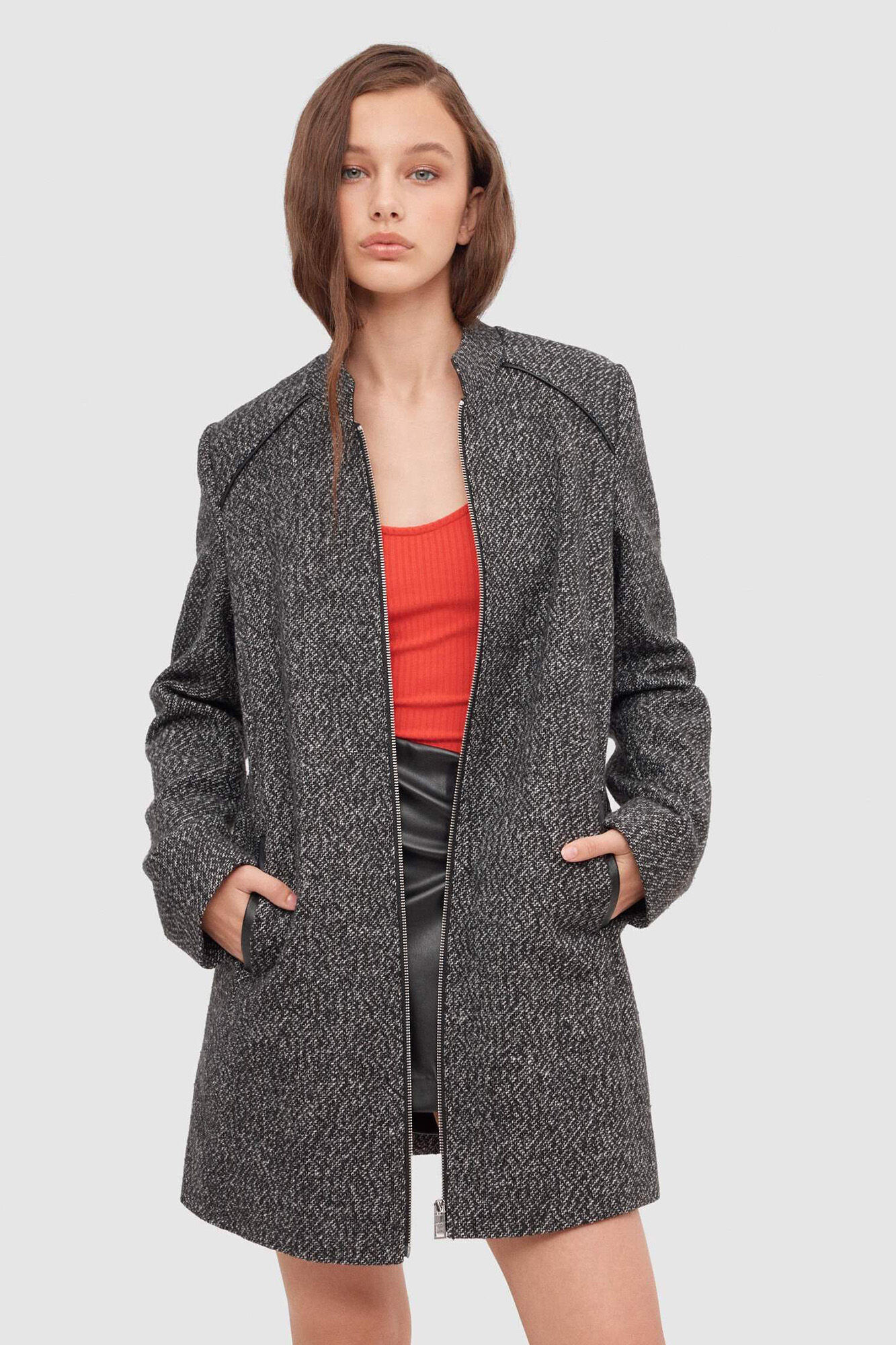 Inside Sobretudo texturizado com fecho-&eacute;clair