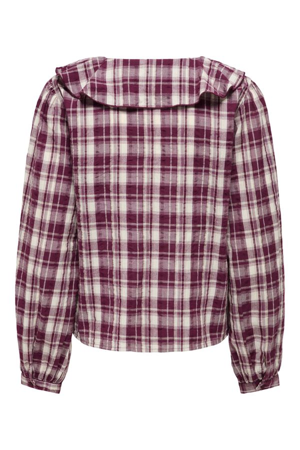 Only Plaid ruffle blouse brown