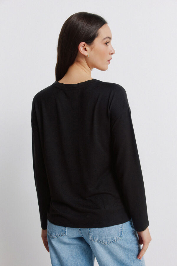 Springfield Front studded T-shirt black