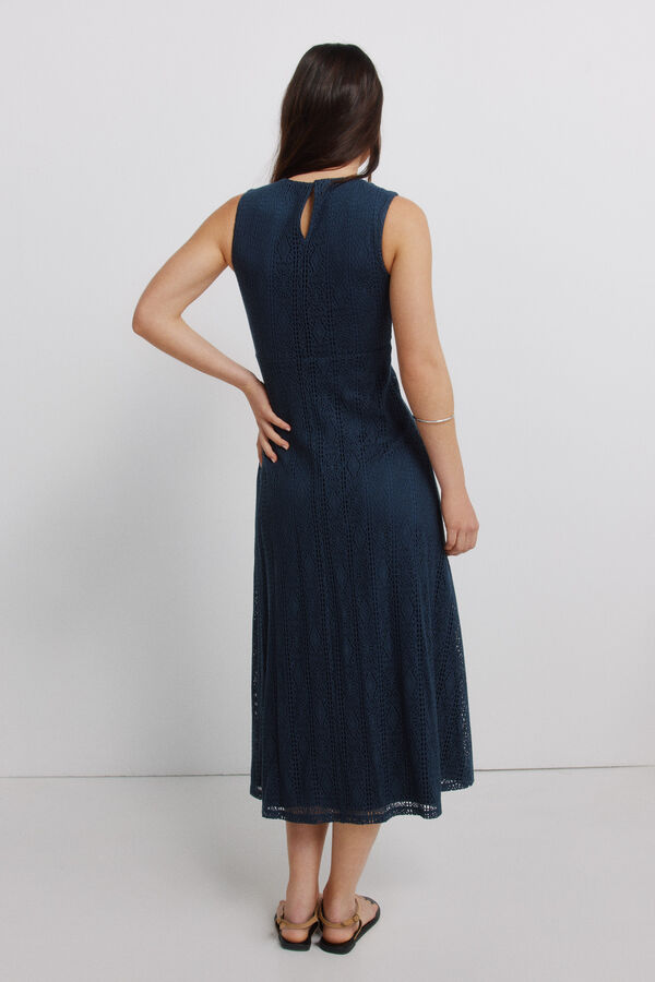 Springfield Robe midi &agrave; bretelles brod&eacute;e bleu