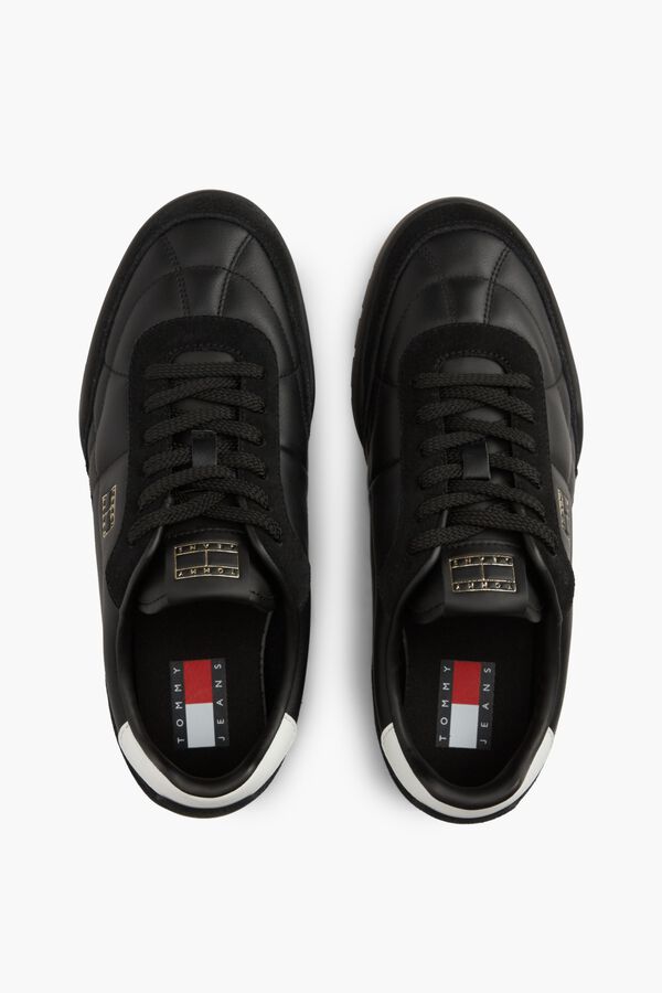Tommy Jeans Leather sneakers with flag black