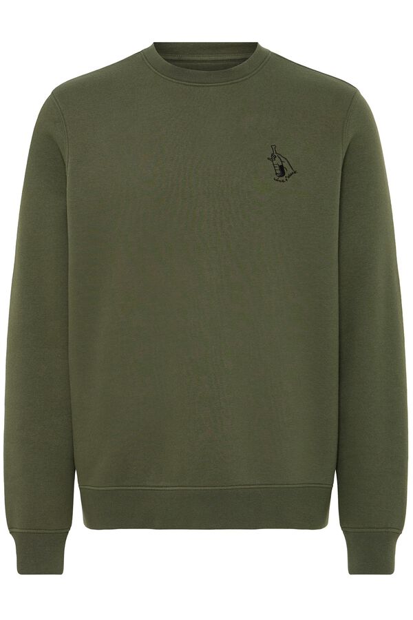 Blend Embroidered round neck sweatshirt vert