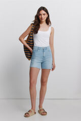 Springfield Bermuda en denim &agrave; rayures bleu