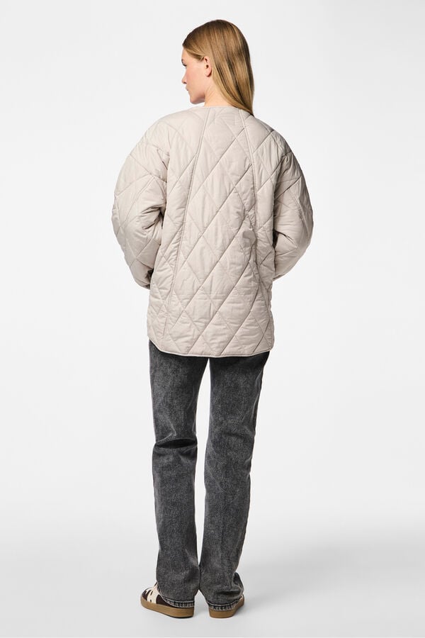 Pieces Quilted buttons jacket grey