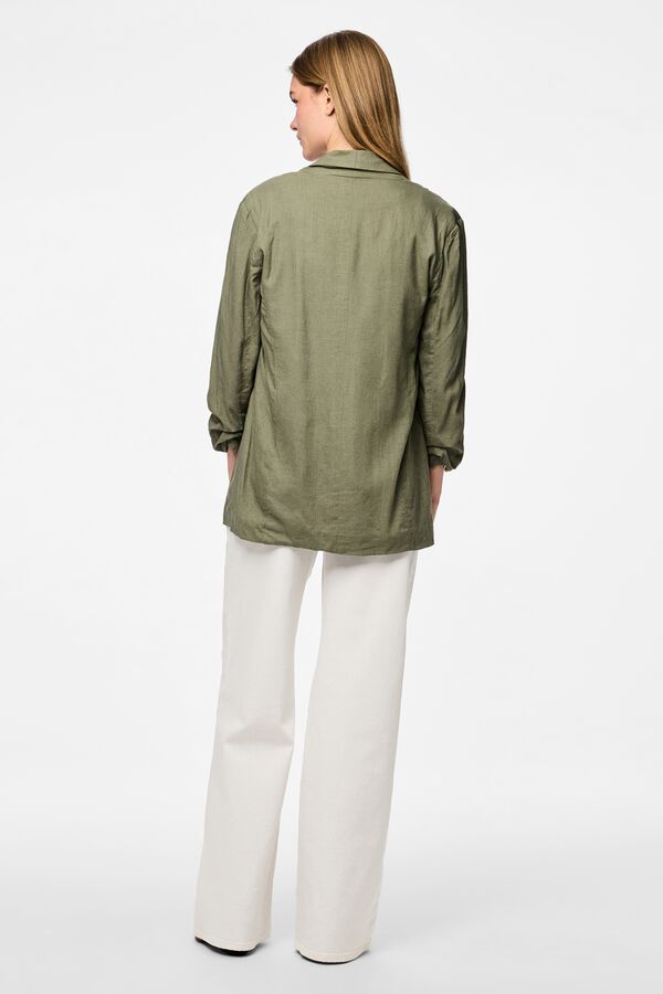 Pieces 3/4 sleeve blazer green