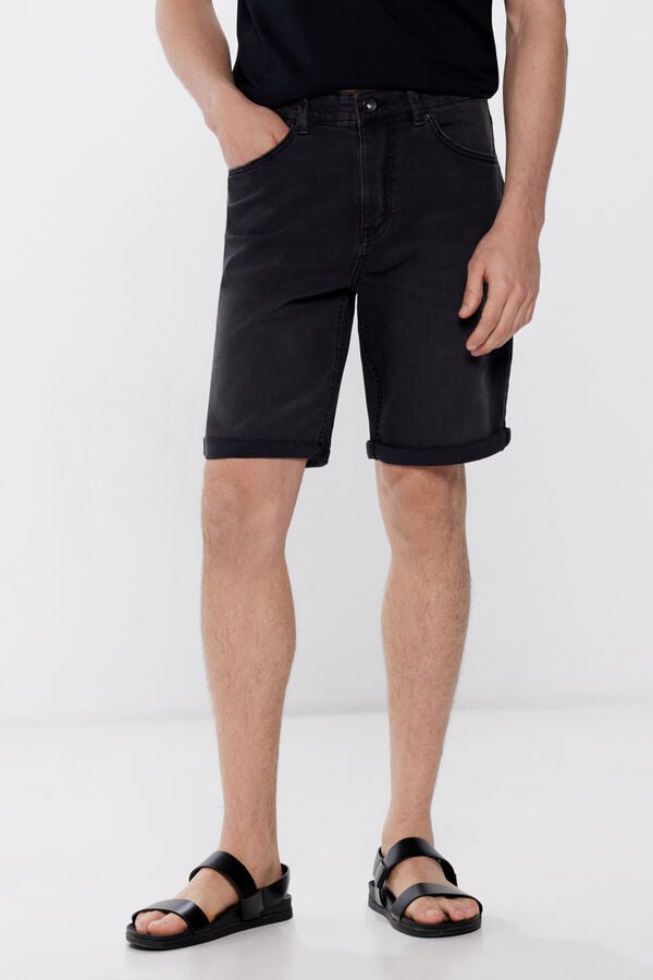 Springfield Schwarze, ultraleichte, reguläre Jeans-Bermudashorts grau