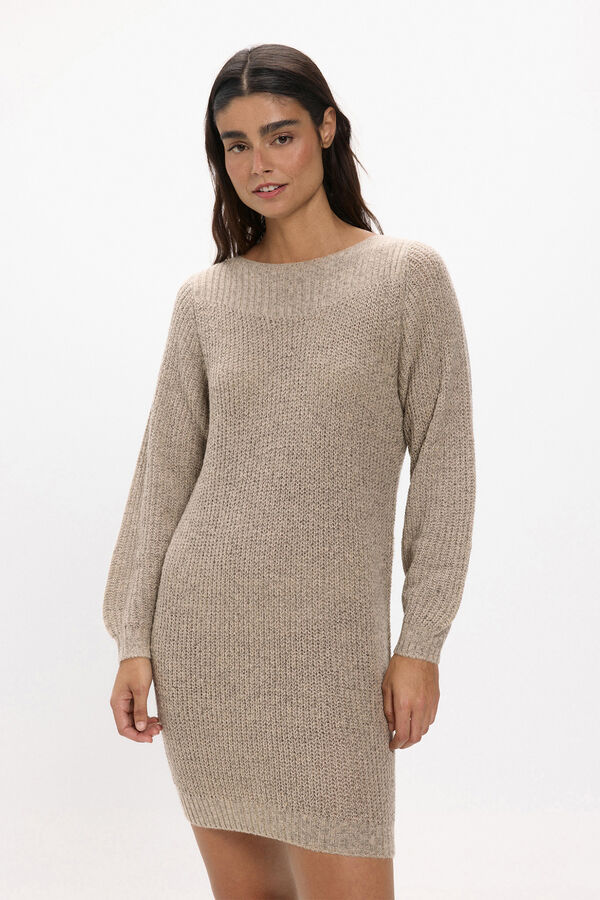 JDY Vestido corto punto beige