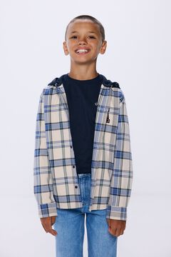 Springfield Camisa cuadros capucha niño estampado fondo blanco