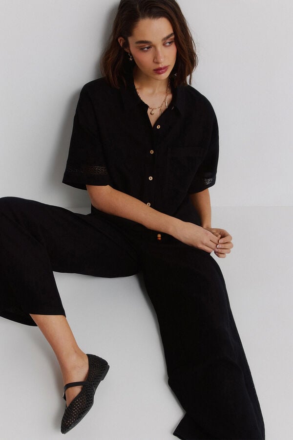 Springfield Lace short sleeve shirt black