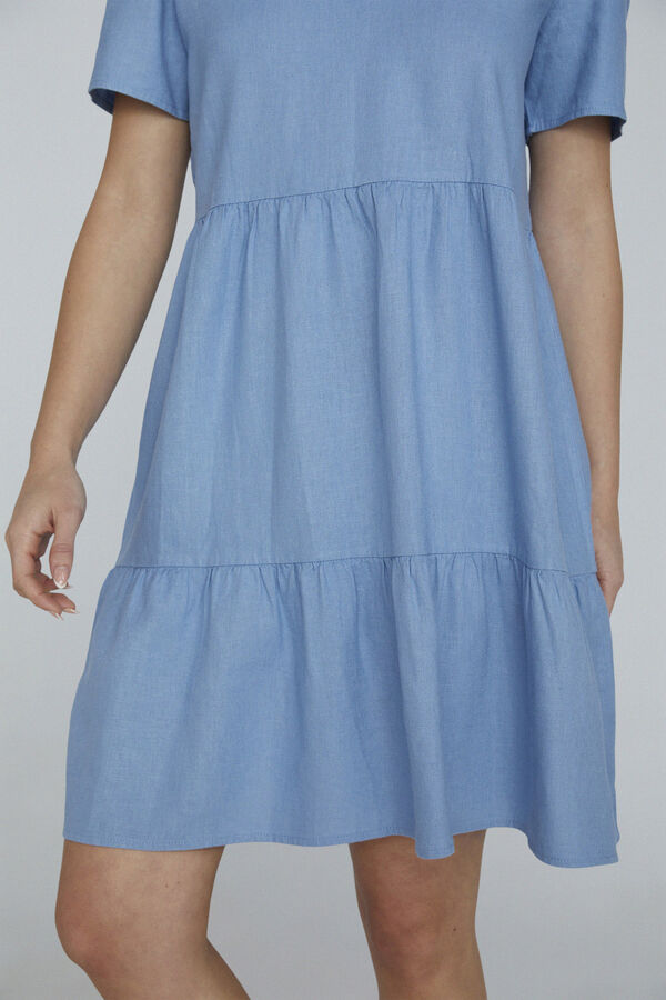 Springfield Short linen dress blue mix