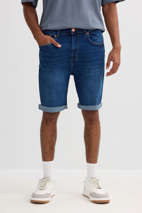 Inside Bermuda denim slim azul