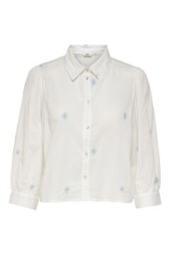 Springfield Embroidered shirt with 3/4 length sleeves weiß