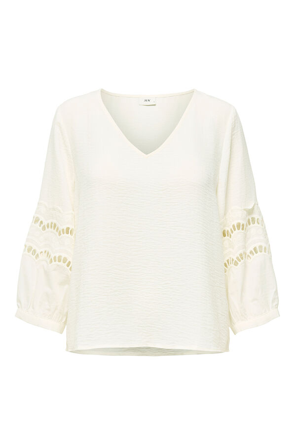 JDY Blusa manga 3/4 encaje blanco