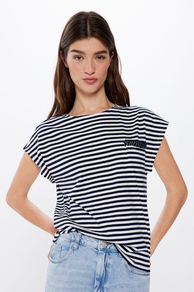 Springfield Majica sa pletenicom na džepu mornarskoplava