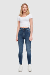 Springfield Skinny-Jeans hoher Bund blau