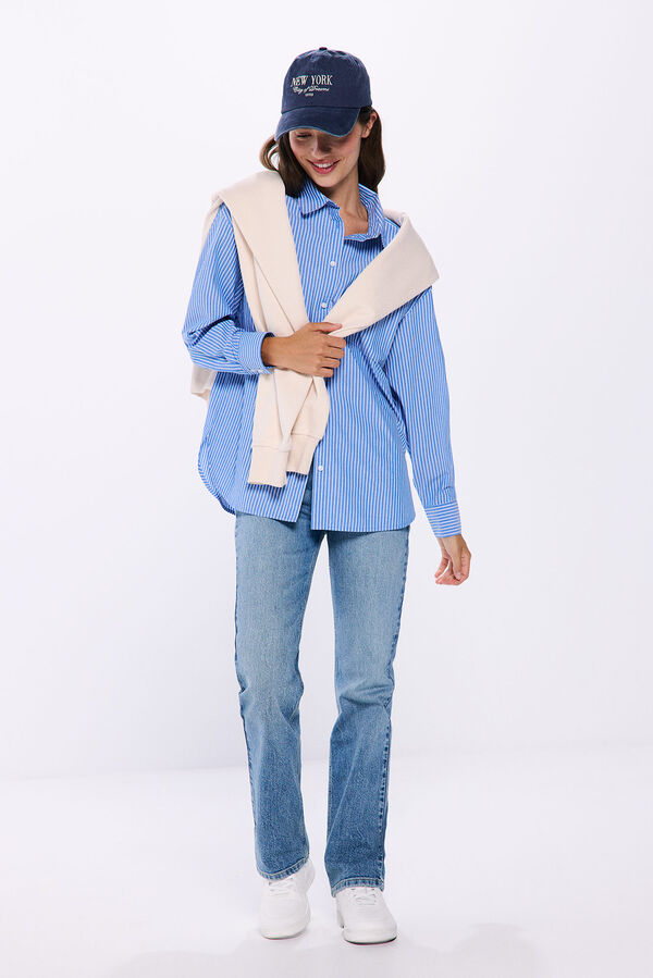 Springfield Oversized cotton shirt  indigo blue