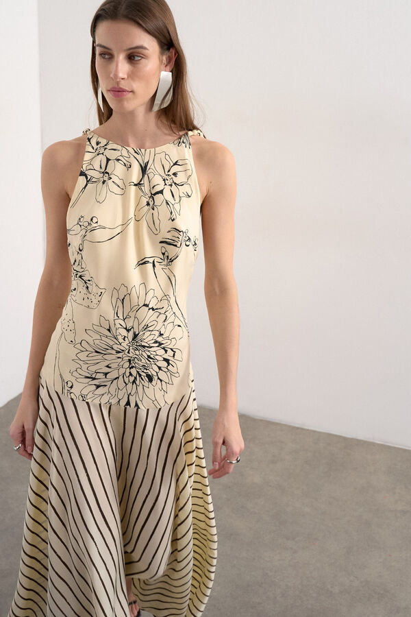 Topshop Vestido comprido estampado cru