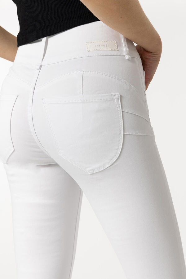 Springfield Jeans Double-up Skinny Tiro Alto Soft Touch blanco