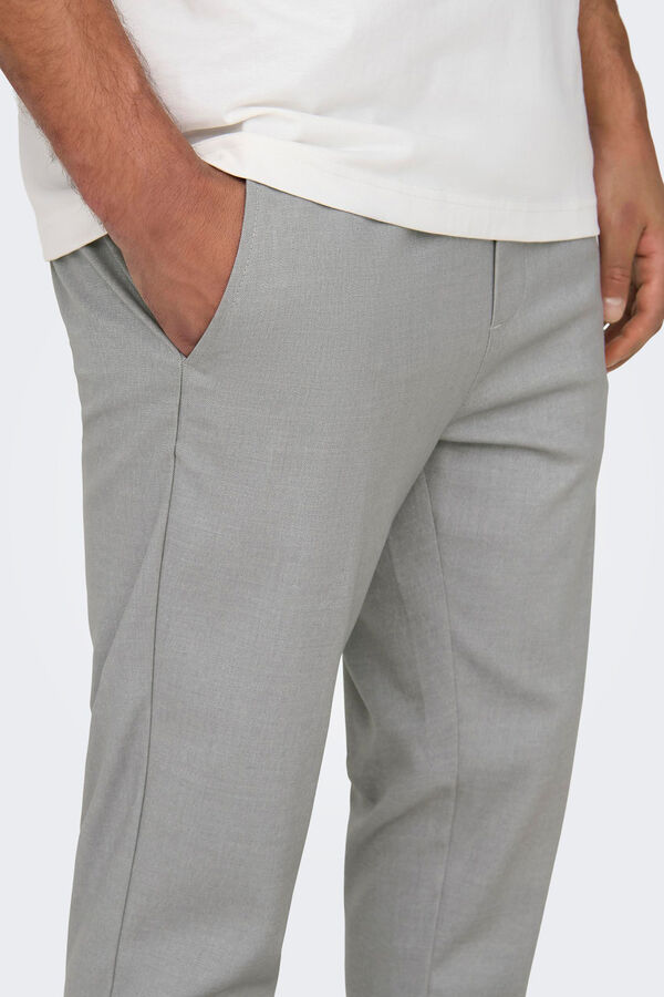 Springfield Pantalón fluído bajo entallado gris claro