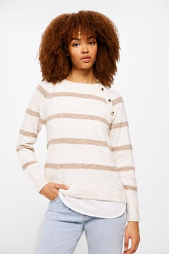 Springfield Two-material striped jumper brown