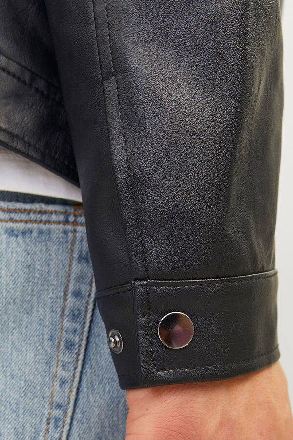 Jack & Jones Cazadora biker efecto piel negro