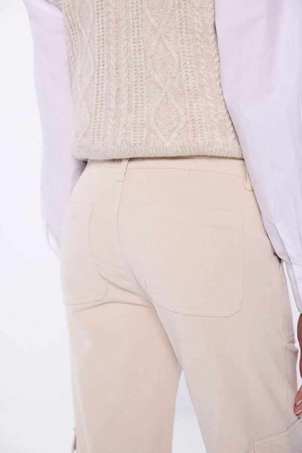 Springfield Pantalón cargo pana beige