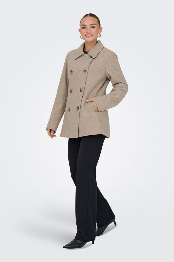 Only Sobretudo curto de pano cinzento