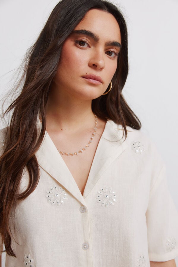 Springfield Embroidered short sleeve shirt nude