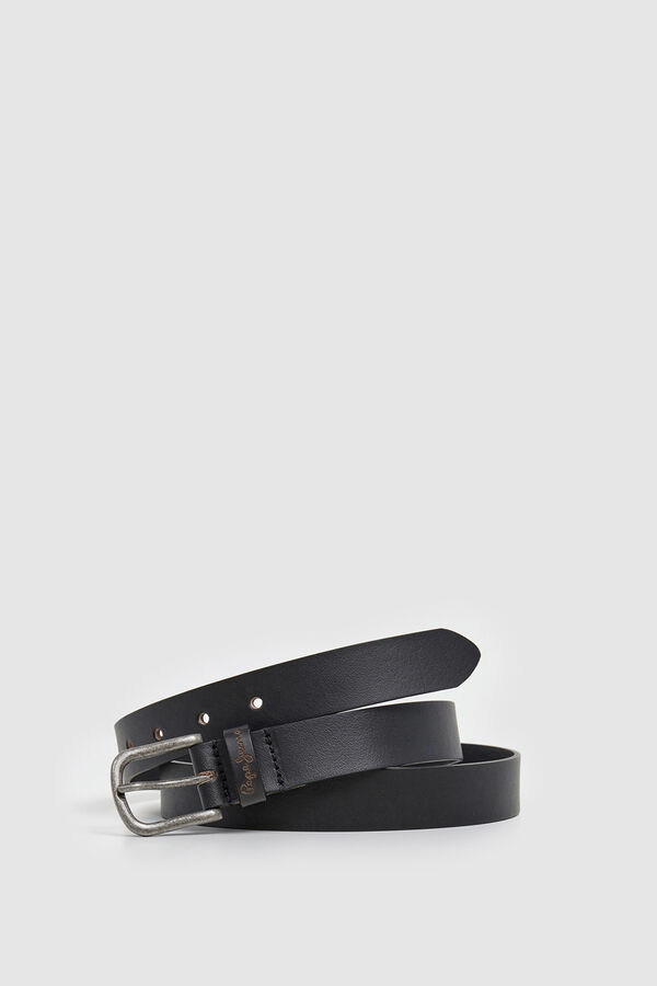 Pepe Jeans Cintur&oacute;n piel hebilla negro