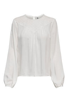 Springfield Round neck blouse with long sleeves blanc