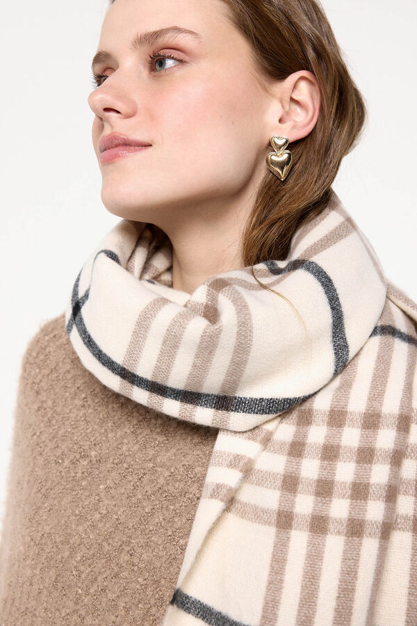 Pieces Bufanda fina de cuadros blanco