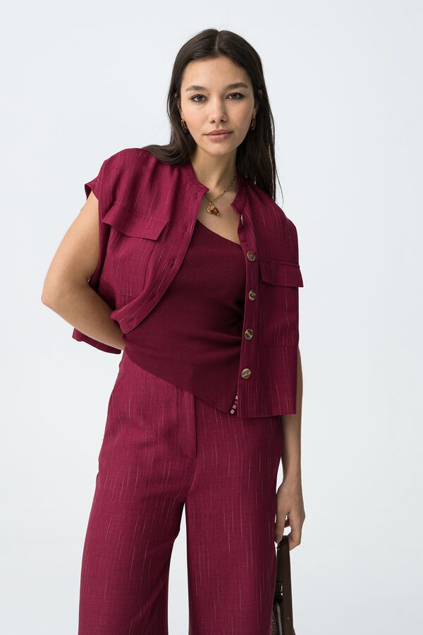 Tiffosi Camisa relaxed corta burdeos
