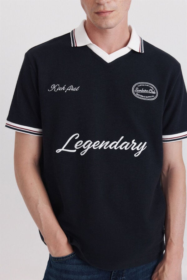 Springfield Contrast regular fit sports polo shirt blue