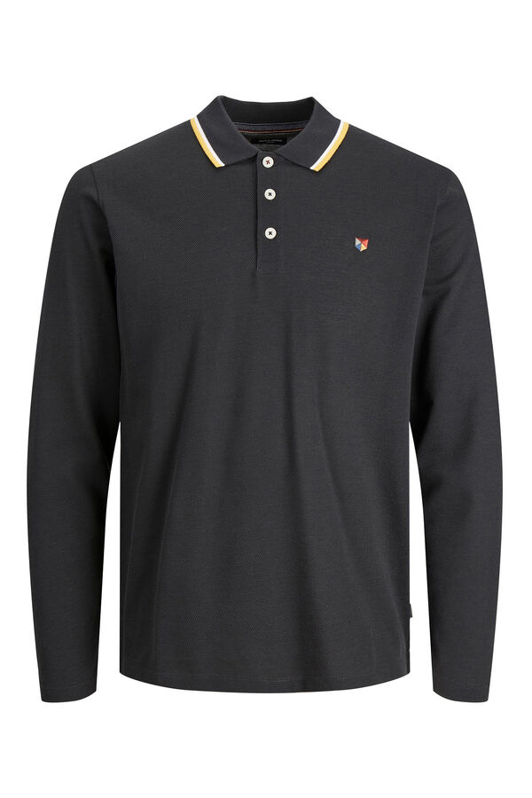 Springfield Contrast stripe long-sleeved polo shirt black