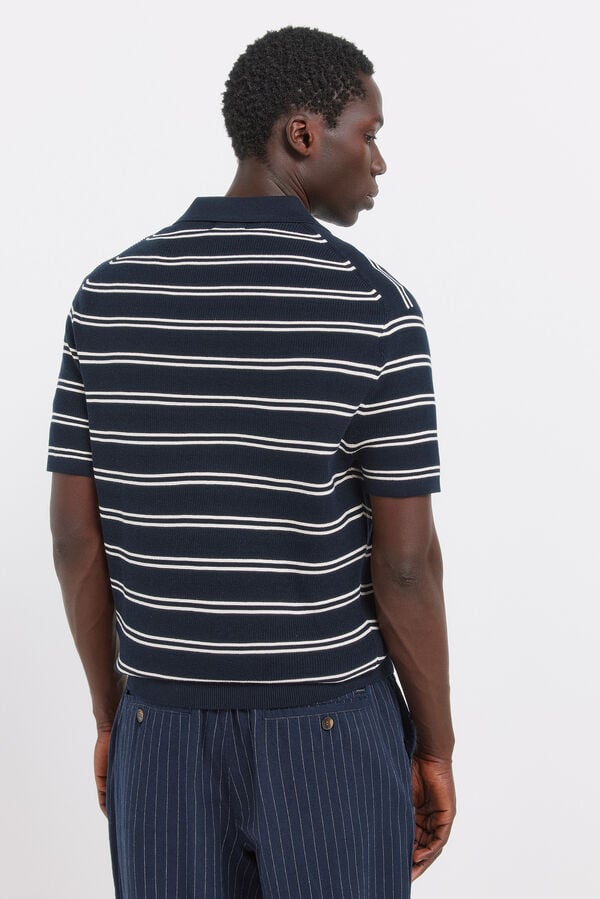 Springfield Polo multi-rayures structur&eacute; bleu