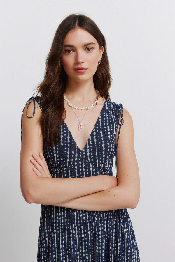 Springfield Gathered shoulder strap dress blue