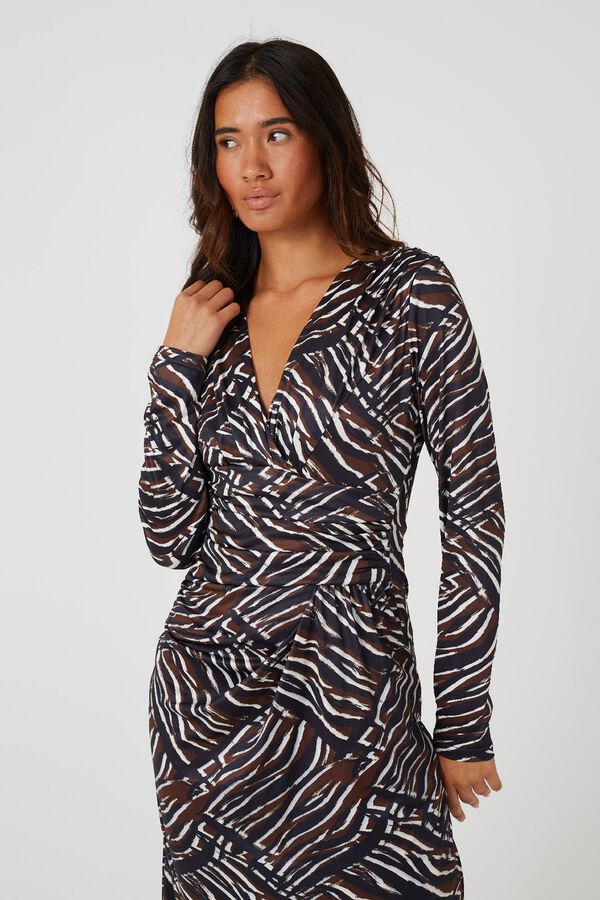 Brave Soul Wrap mini dress brown