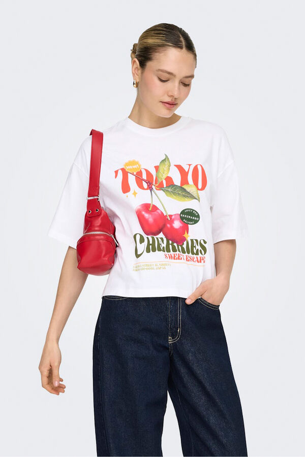Only Camiseta dibujo frontal blanco
