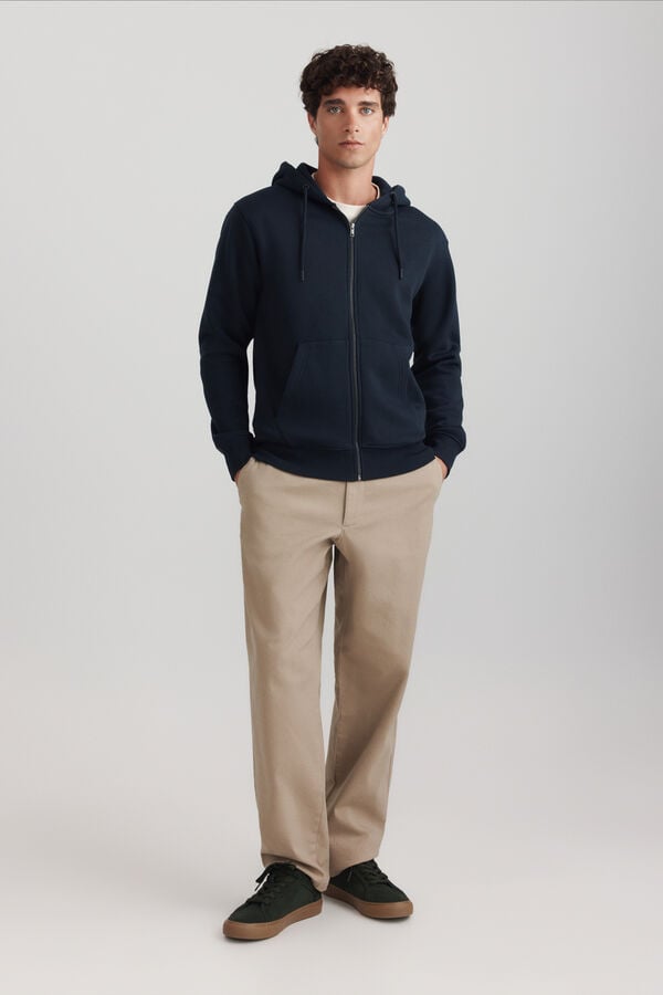 Springfield Basic open hooded sweatshirt blue