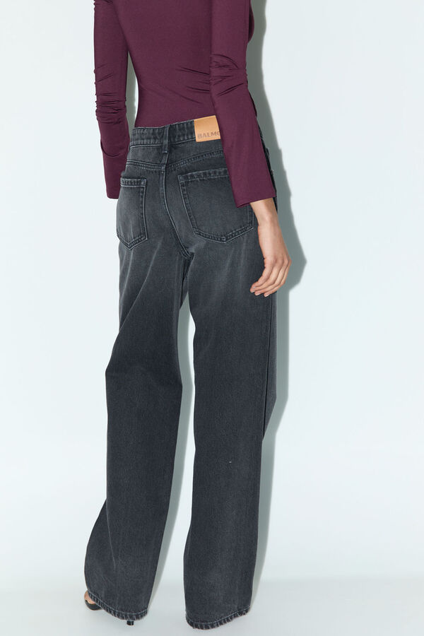 Balmohk Jeans straight tiro medio negro