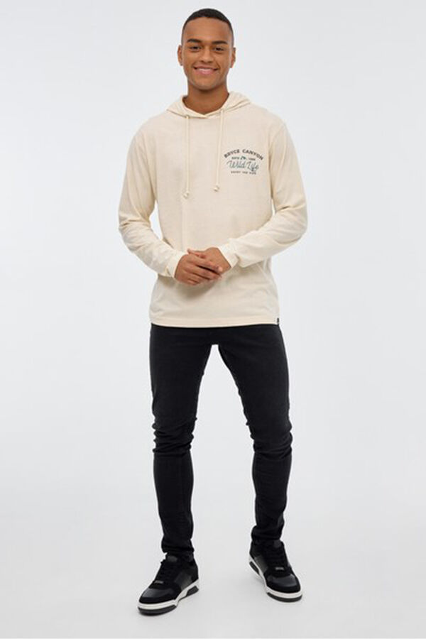 Inside T-shirt com capuz estampado cru